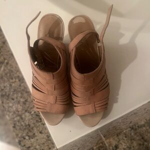 High heel wedge shoes.